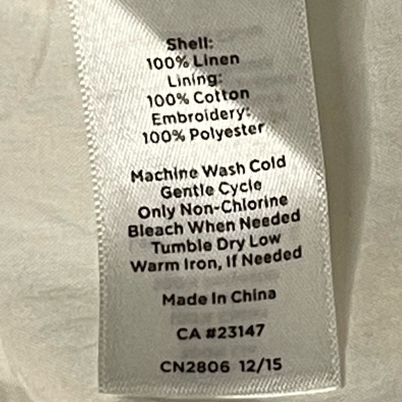 Talbots Cream Linen Sheath Dress with Round Neck and Beautiful Blue Embroidery - Picture 9 of 11